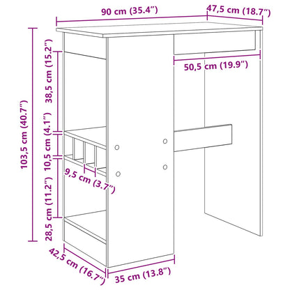 Tavolo da bar con lo scaffale Rovere Nero 90 x 47.5 x 103.5 cm