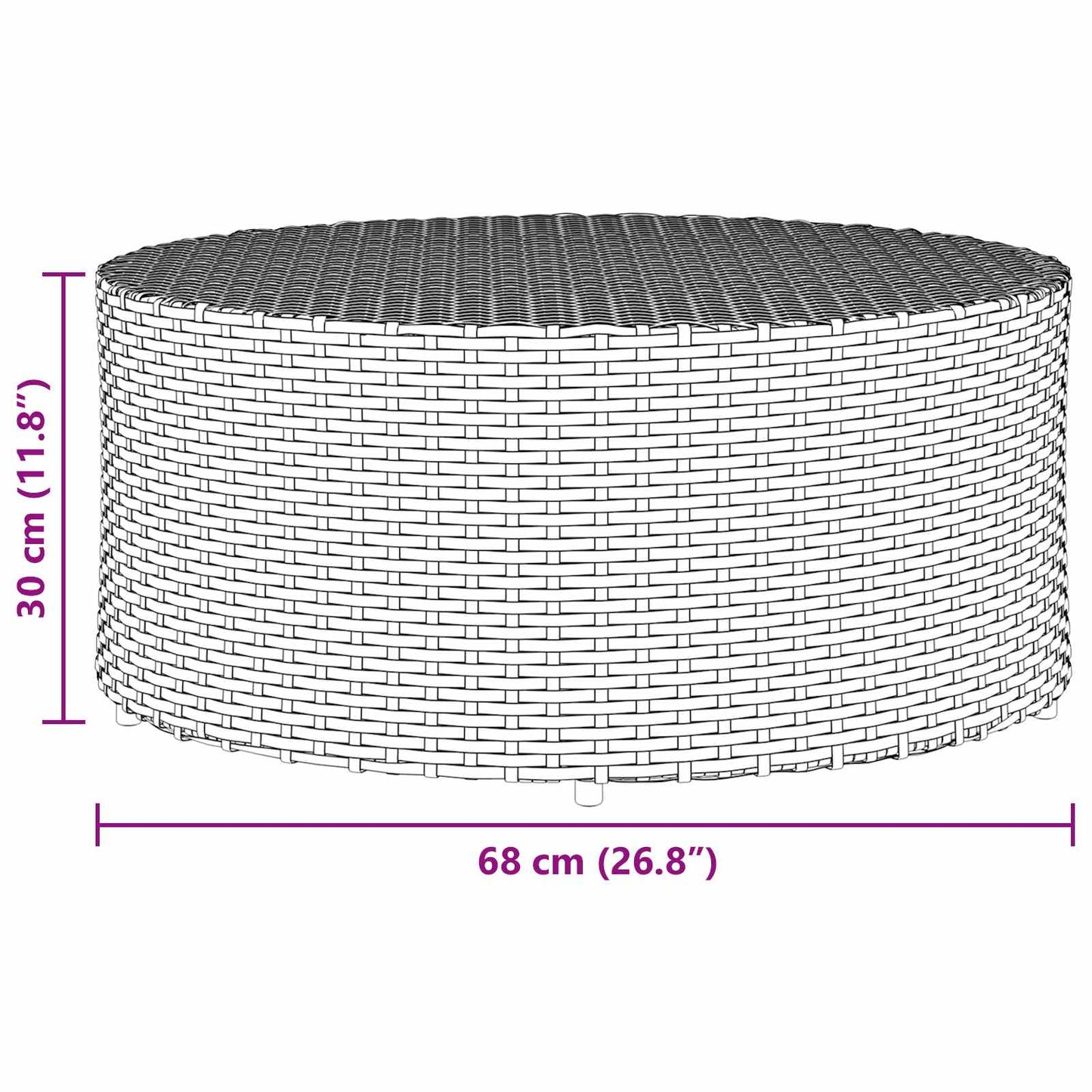 Tavolino da caffè da esterno Grigio Ø 68 x 30 cm polyrattan | homemem39