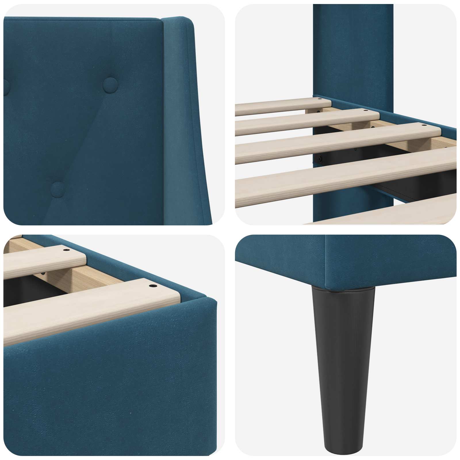 Struttura del letto con testiera Blu 80 x 200 cm Velluto | homemem39