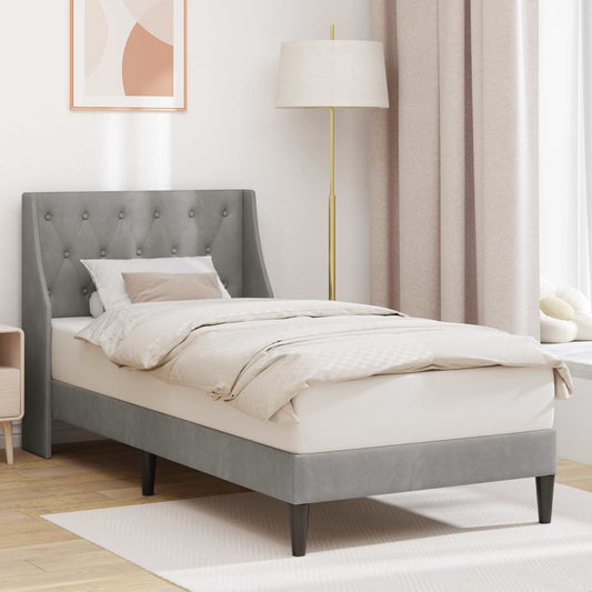 Struttura del letto Grigio chiaro 90 x 190 cm Velluto | homemem39