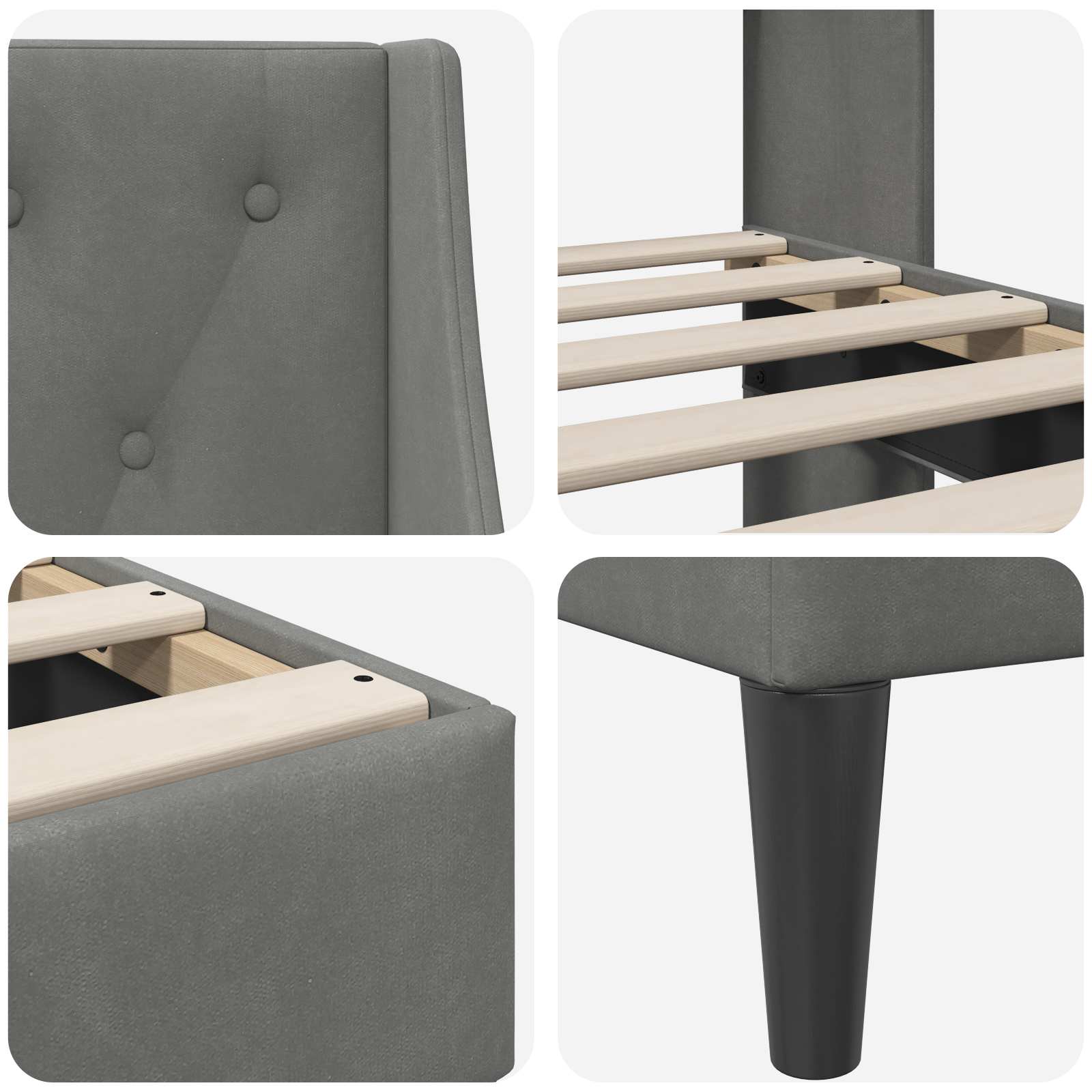 Struttura del letto Grigio scuro 90 x 190 cm Velluto | homemem39