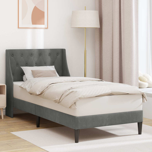 Struttura del letto Grigio scuro 90 x 190 cm Velluto | homemem39