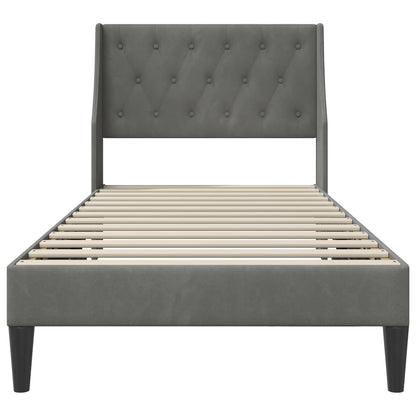 Struttura del letto Grigio scuro 90 x 190 cm Velluto | homemem39