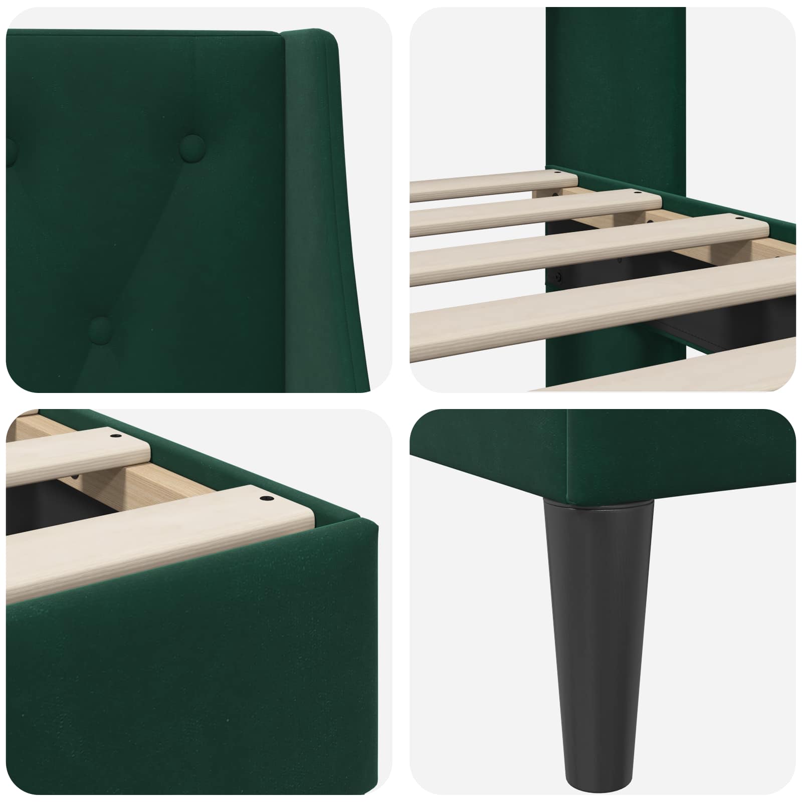 Struttura del letto Verde Scuro 90 x 190 cm Velluto | homemem39