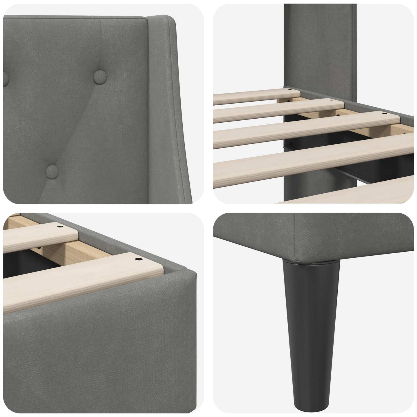 Struttura del letto Grigio scuro 90 x 200 cm Velluto | homemem39