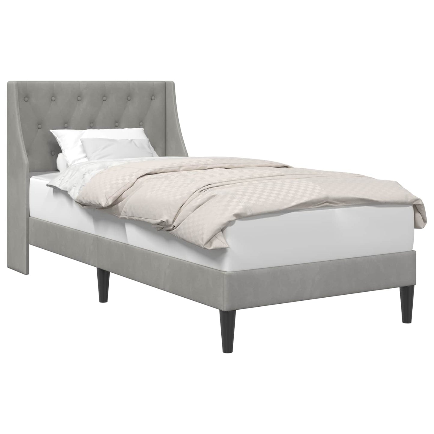Struttura del letto Grigio chiaro 100 x 200 cm Velluto | homemem39