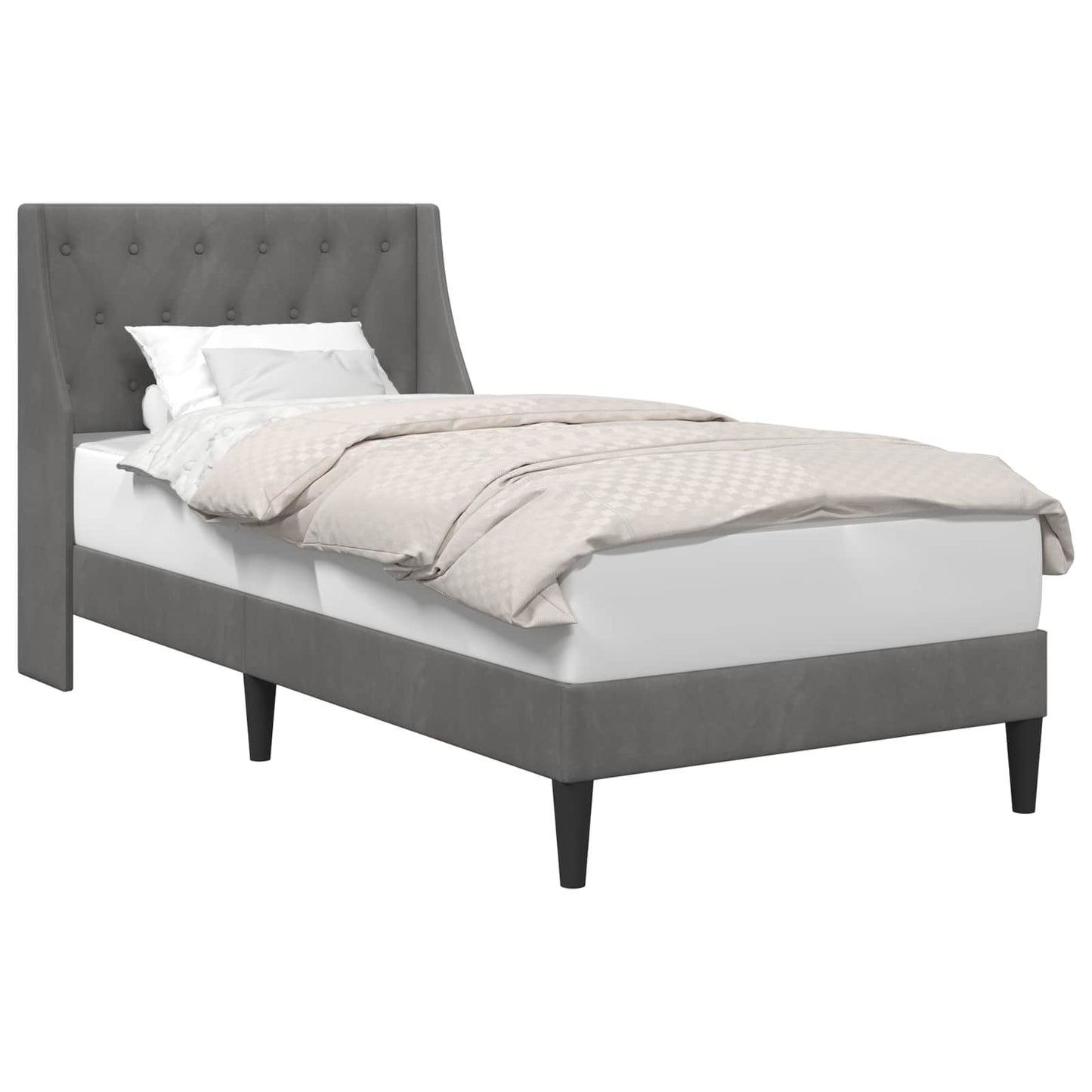 Struttura del letto Grigio scuro 100 x 200 cm Velluto | homemem39