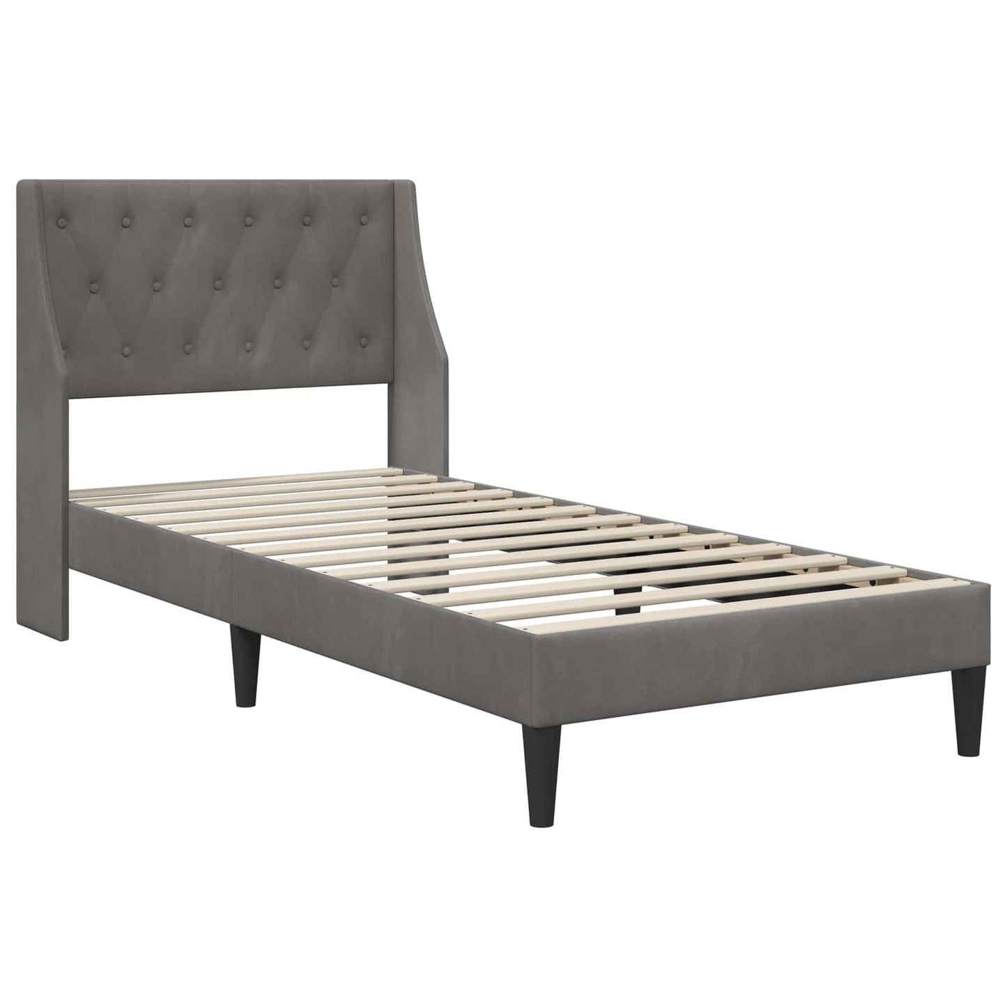 Struttura del letto Grigio scuro 100 x 200 cm Velluto | homemem39