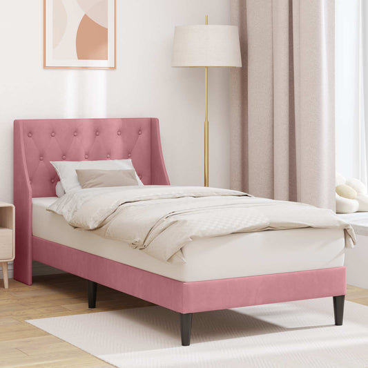 Struttura del letto con testiera Rosa 100 x 200 cm Velluto | homemem39