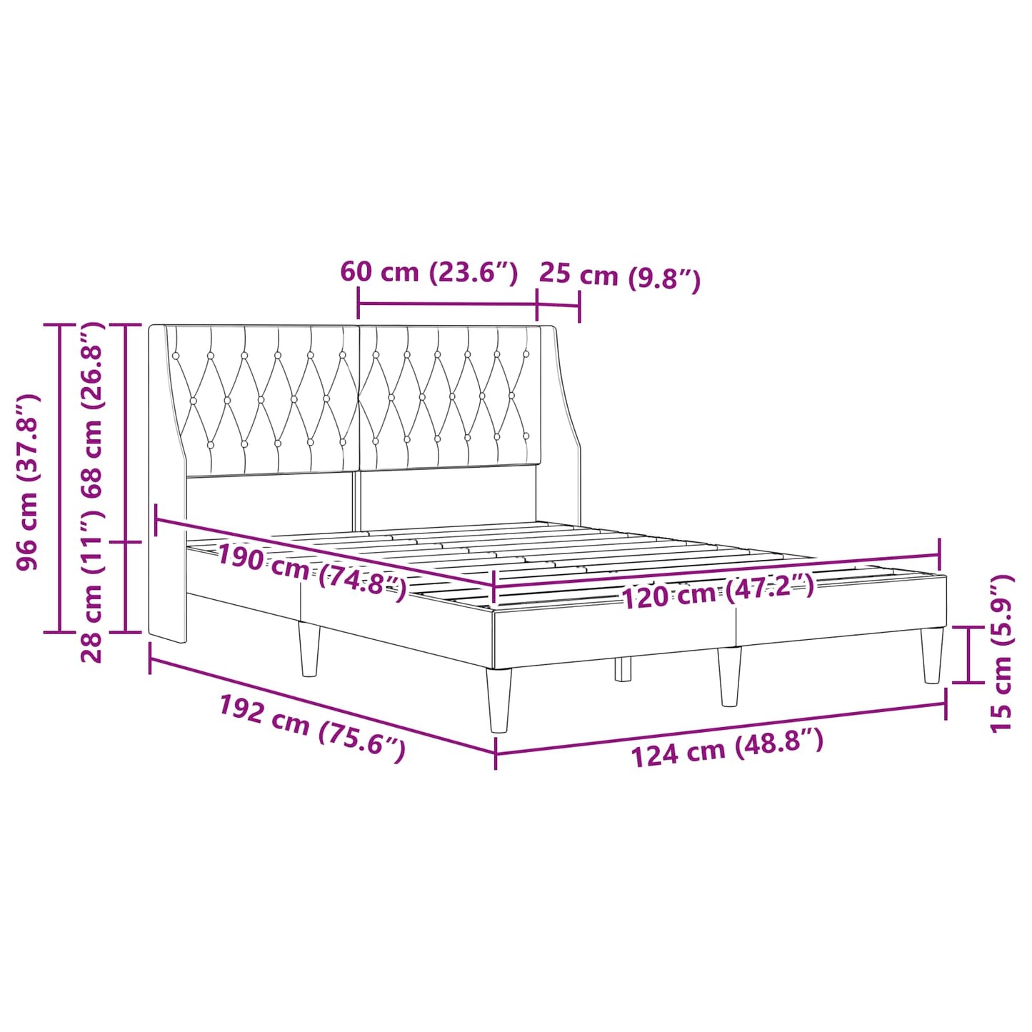 Struttura del letto Grigio chiaro 120 x 190 cm Velluto | homemem39