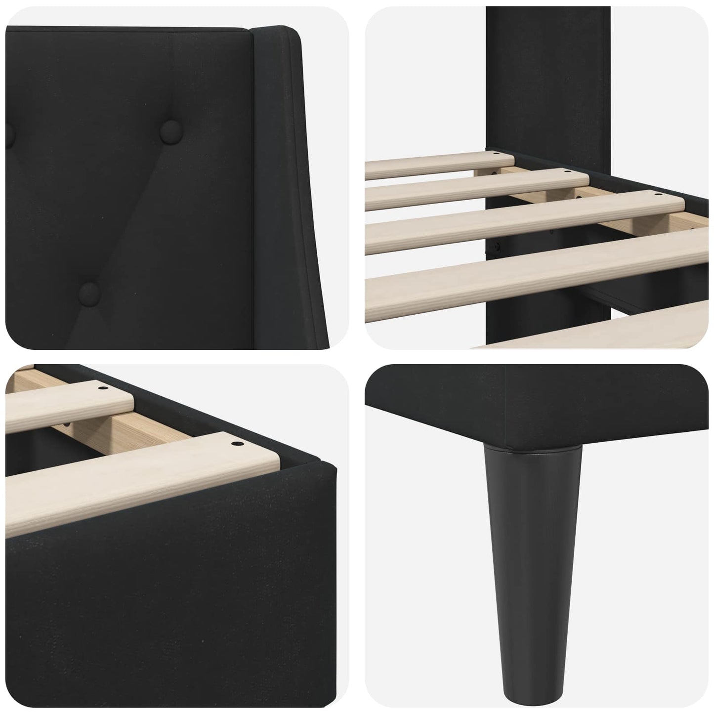 Struttura del letto con testiera Nero 120 x 190 cm Velluto | homemem39