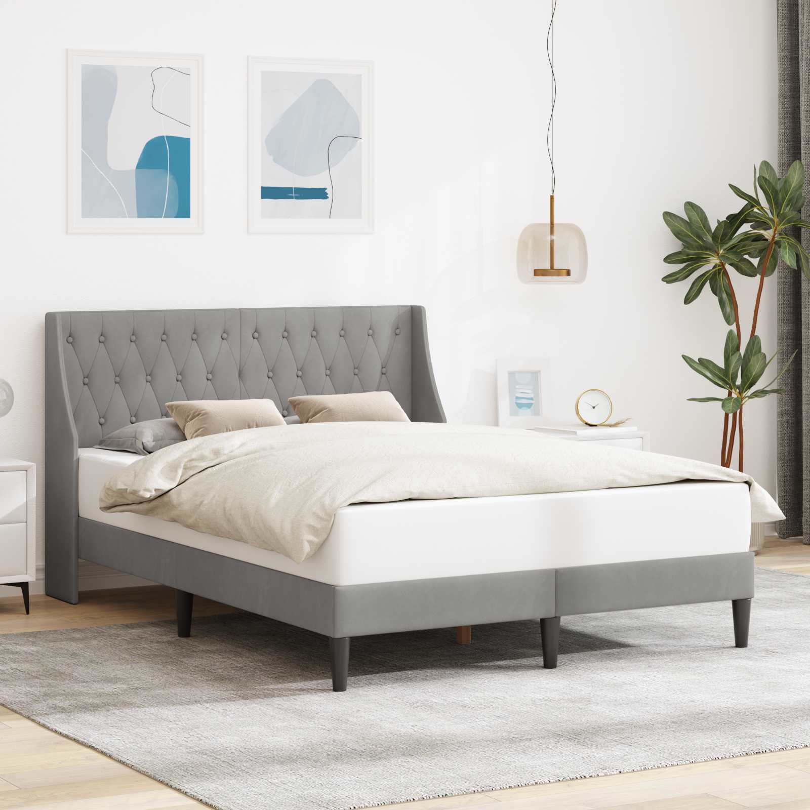 Struttura del letto Grigio chiaro 120 x 200 cm Velluto | homemem39