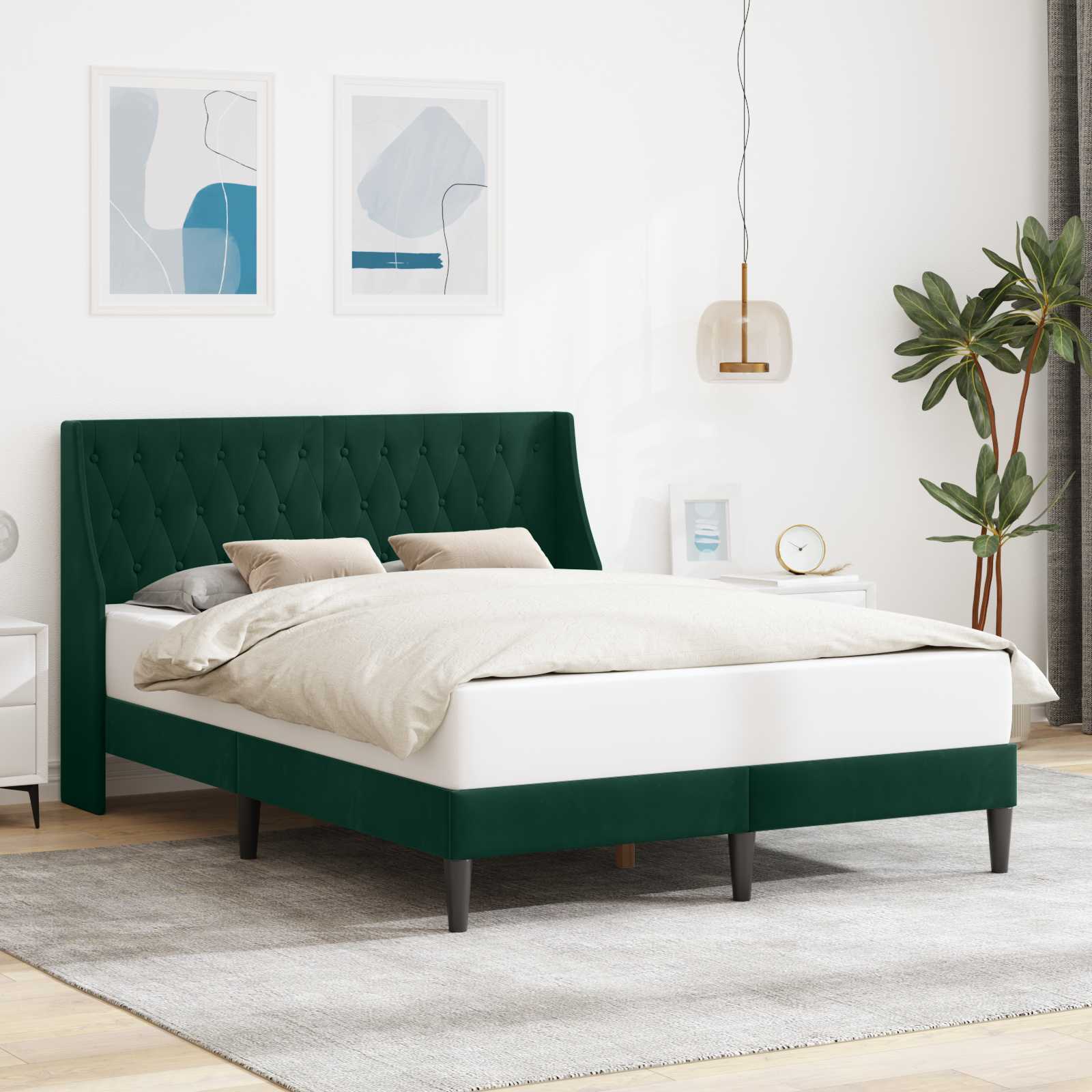 Struttura del letto Verde Scuro 120 x 200 cm Velluto | homemem39