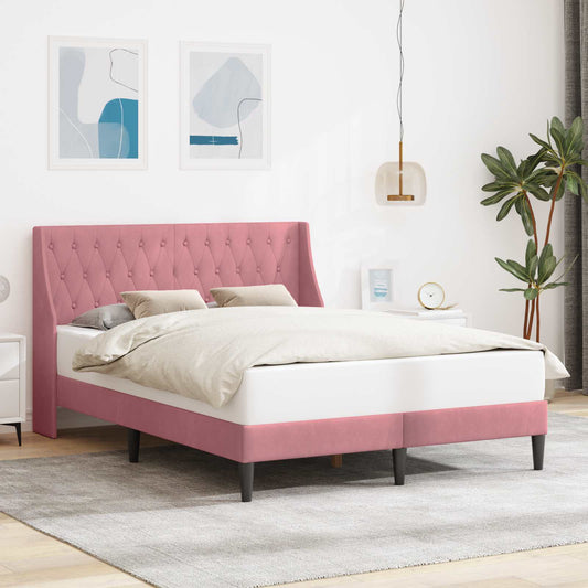 Struttura del letto con testiera Rosa 140 x 190 cm Velluto | homemem39