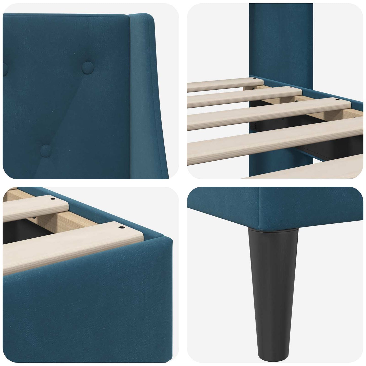 Struttura del letto con testiera Blu 140 x 190 cm Velluto | homemem39