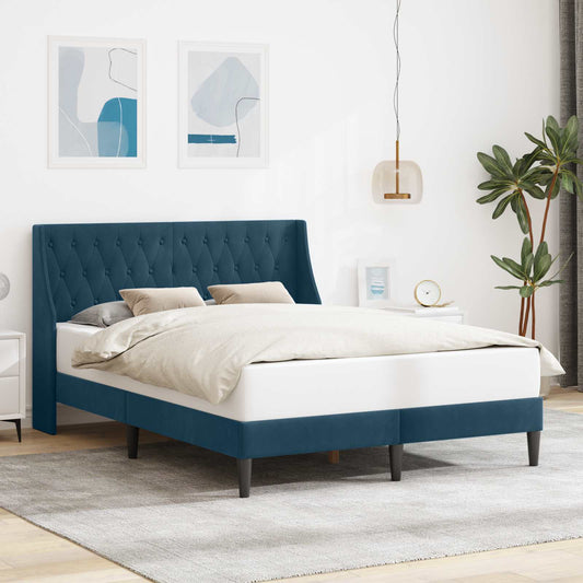 Struttura del letto con testiera Blu 140 x 190 cm Velluto | homemem39