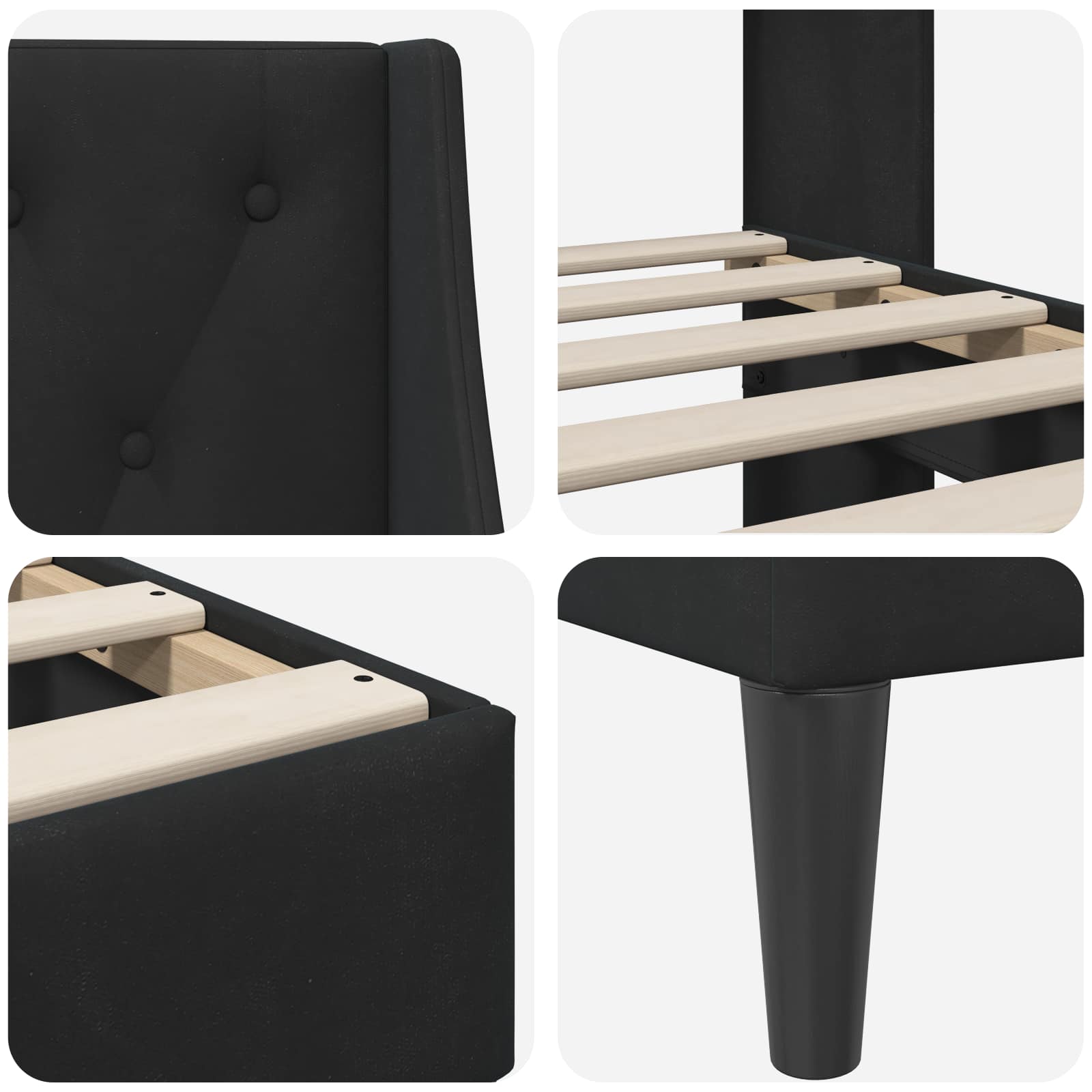 Struttura del letto con testiera Nero 140 x 200 cm Velluto | homemem39