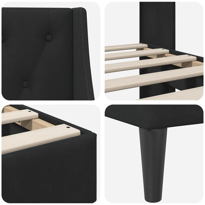 Struttura del letto con testiera Nero 140 x 200 cm Velluto | homemem39