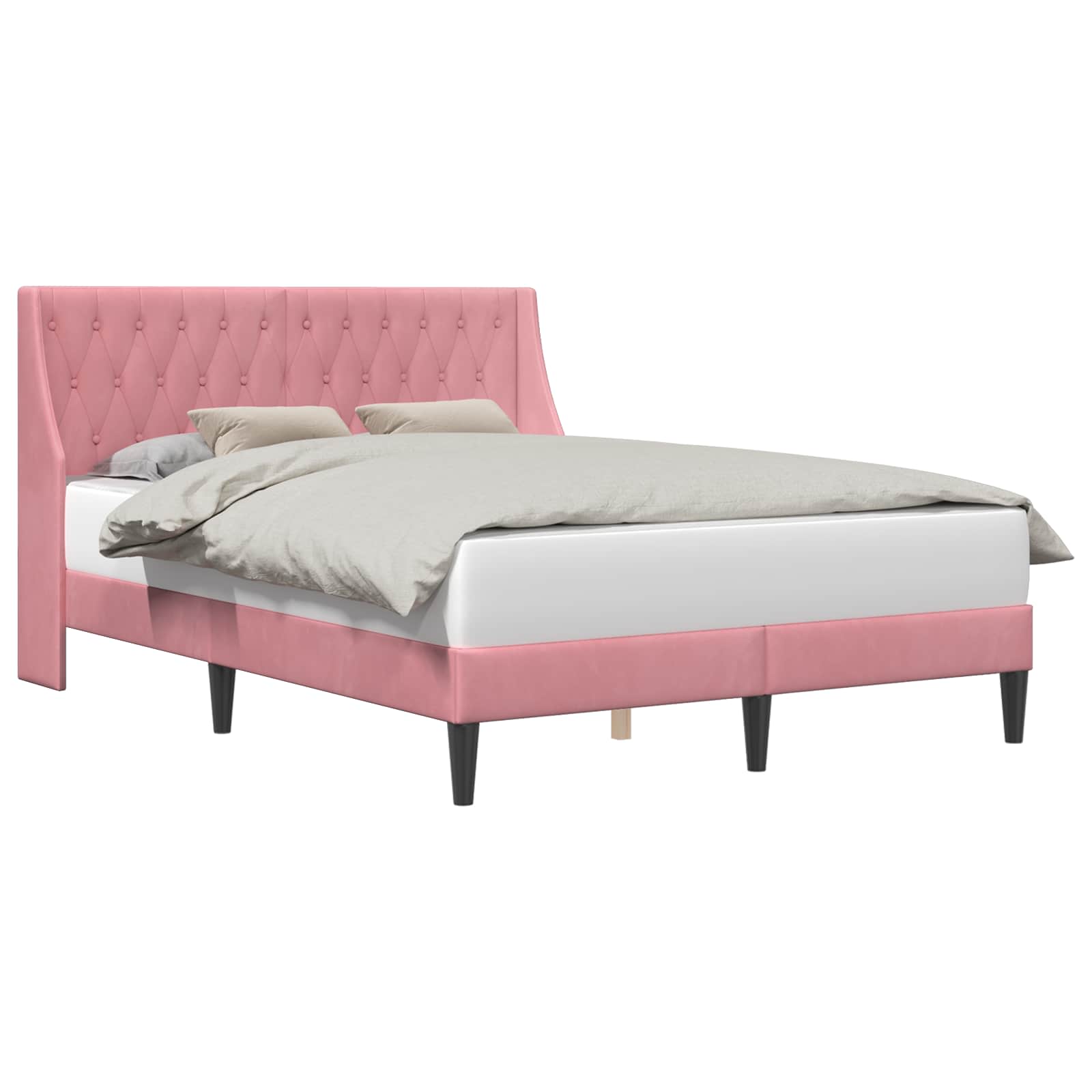 Struttura del letto con testiera Rosa 160 x 200 cm Velluto | homemem39