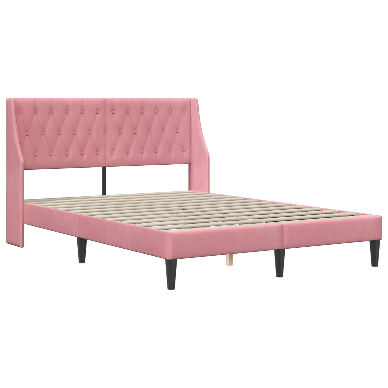 Struttura del letto con testiera Rosa 160 x 200 cm Velluto | homemem39