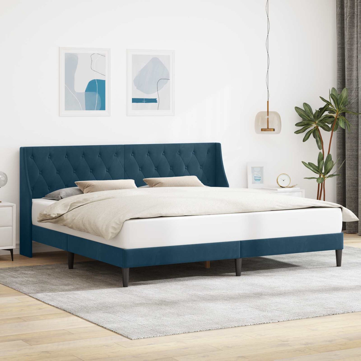 Struttura del letto con testiera Blu 180 x 200 cm Velluto | homemem39