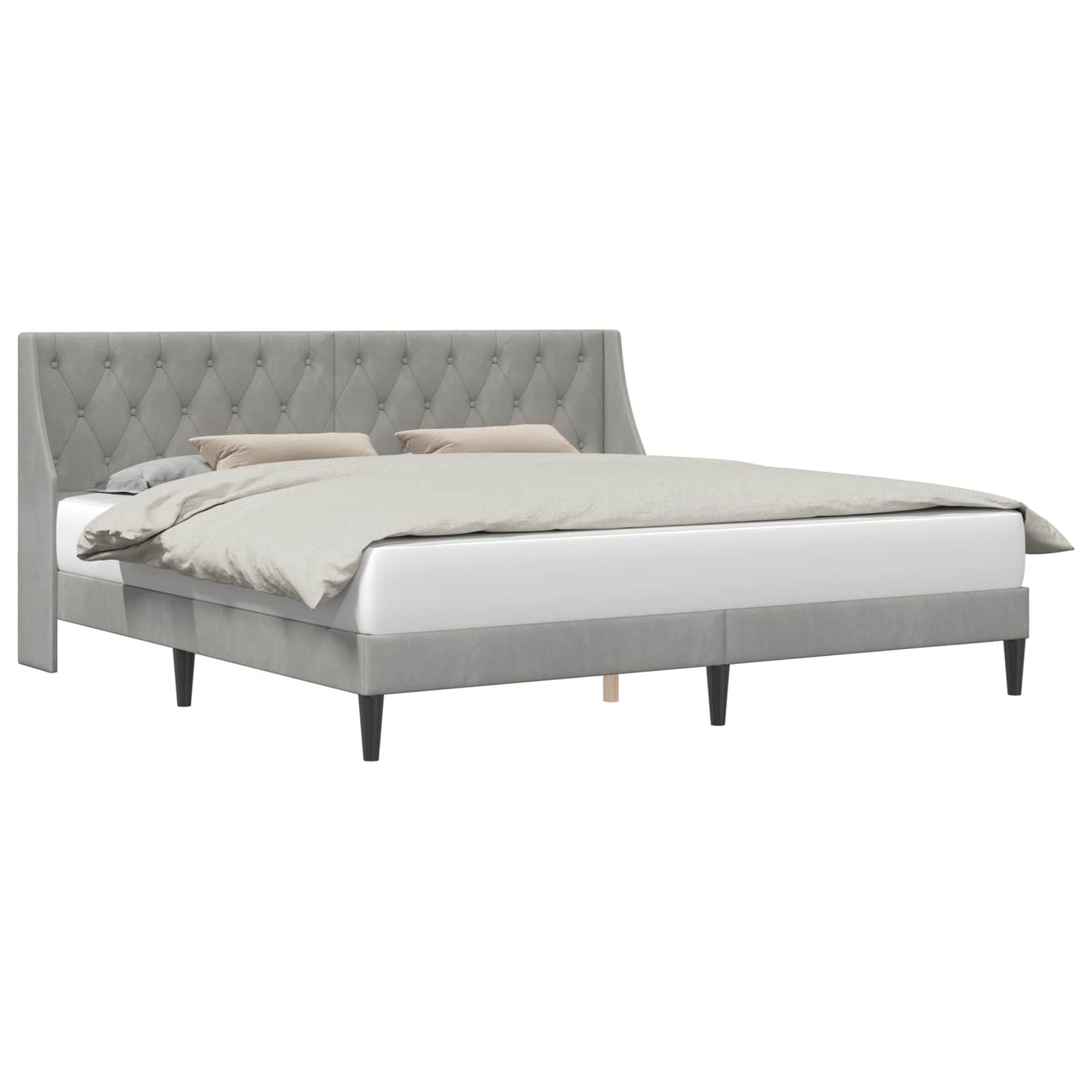 Struttura del letto Grigio chiaro 200 x 200 cm Velluto | homemem39