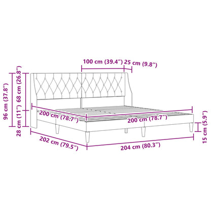 Struttura del letto Grigio chiaro 200 x 200 cm Velluto | homemem39