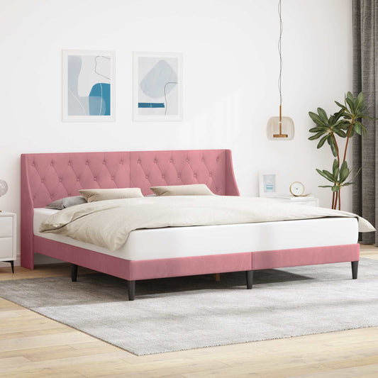 Struttura del letto con testiera Rosa 200 x 200 cm Velluto | homemem39