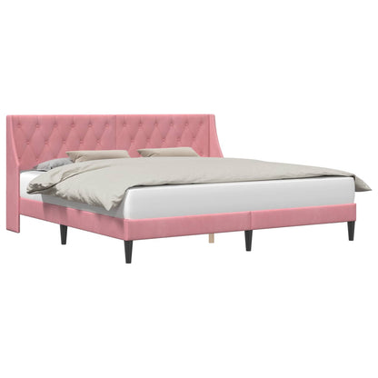 Struttura del letto con testiera Rosa 200 x 200 cm Velluto | homemem39