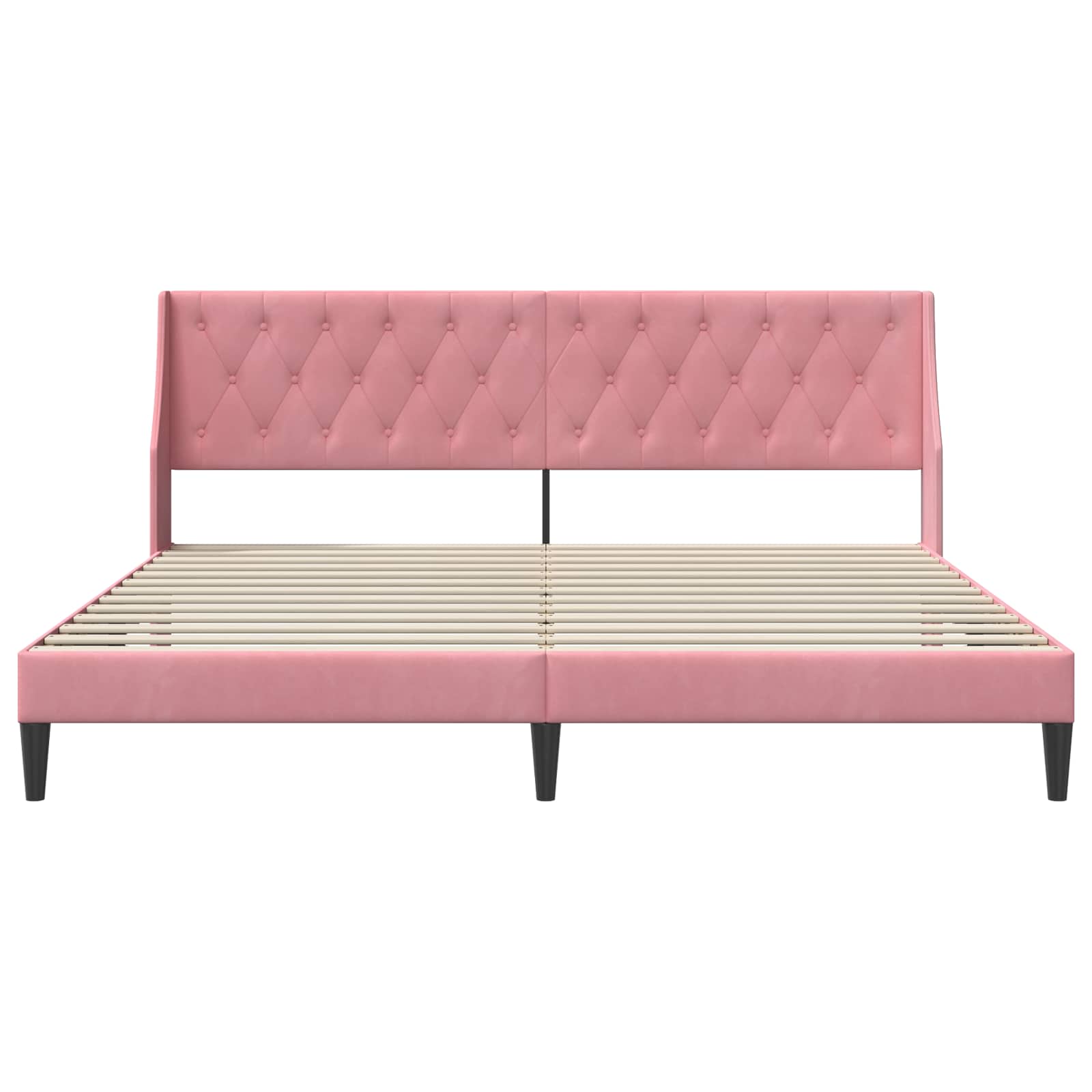 Struttura del letto con testiera Rosa 200 x 200 cm Velluto | homemem39