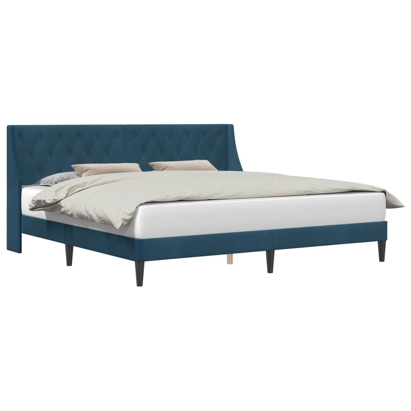 Struttura del letto con testiera Blu 200 x 200 cm Velluto | homemem39