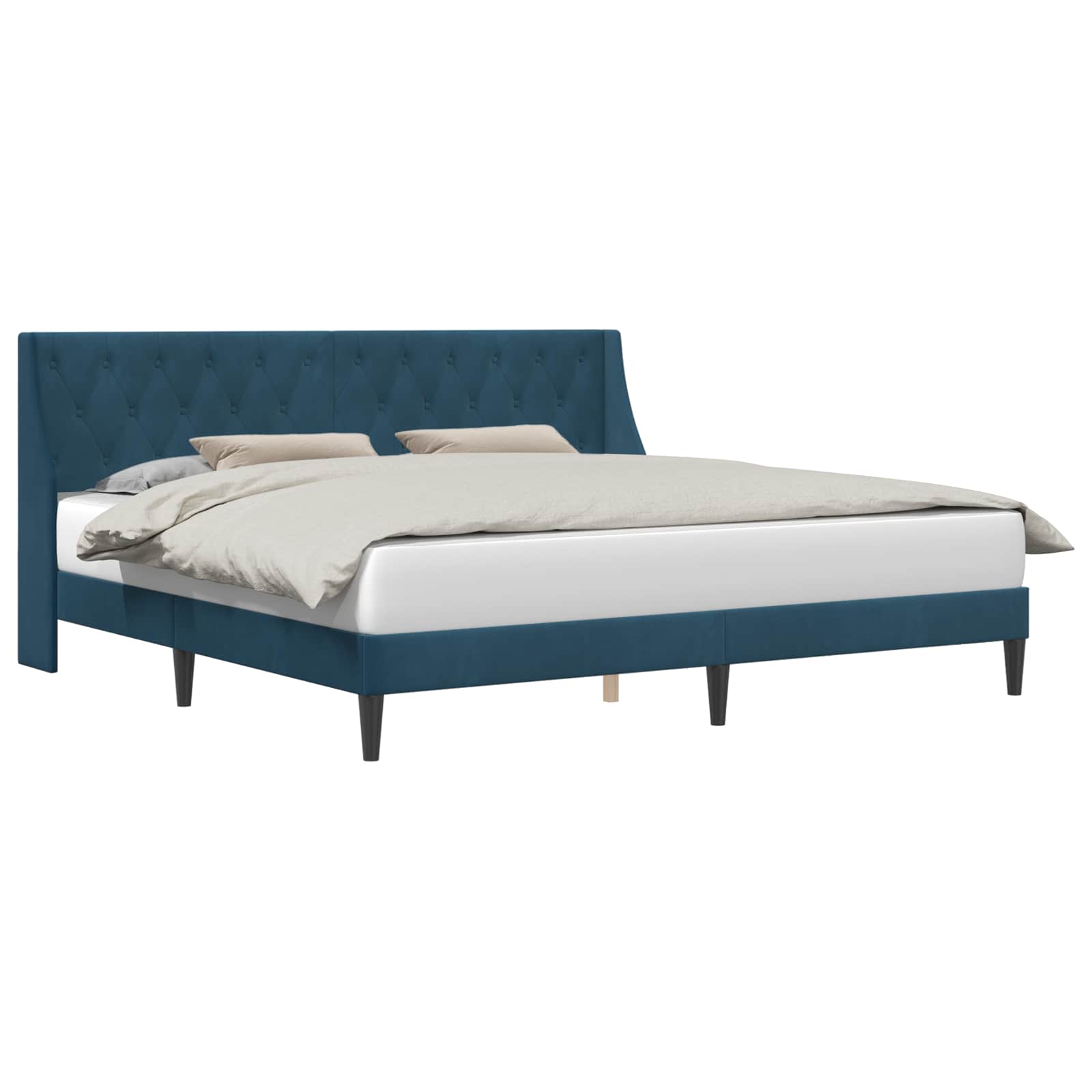 Struttura del letto con testiera Blu 200 x 200 cm Velluto | homemem39