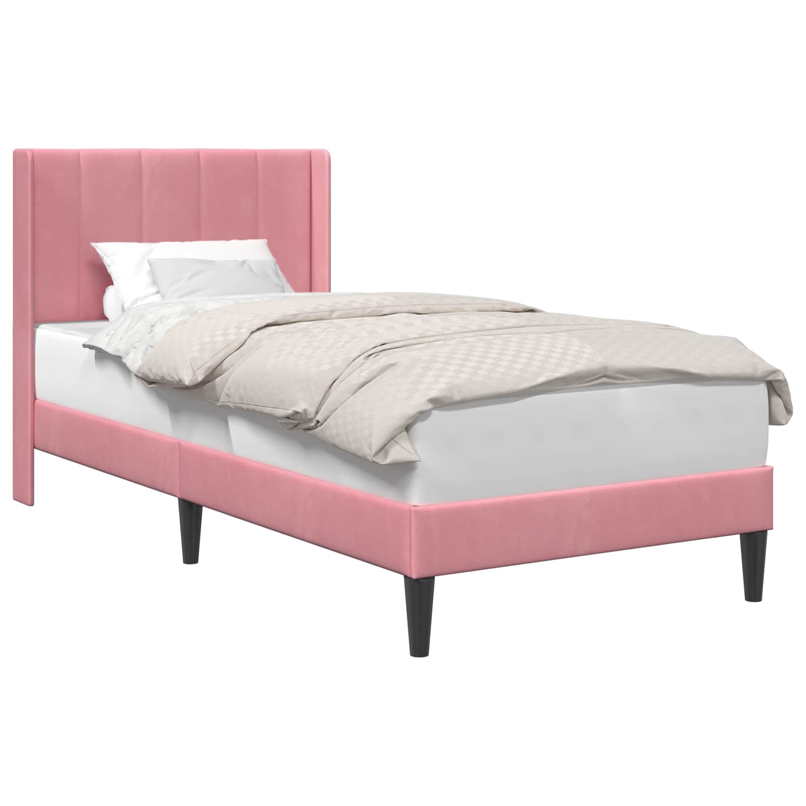 Struttura del letto con testiera Rosa 90 x 190 cm Velluto | homemem39