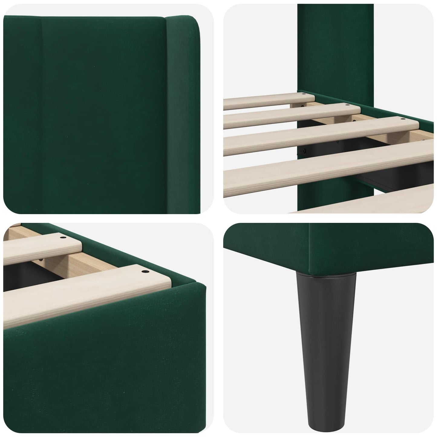 Struttura del letto Verde Scuro 100 x 200 cm Velluto | homemem39