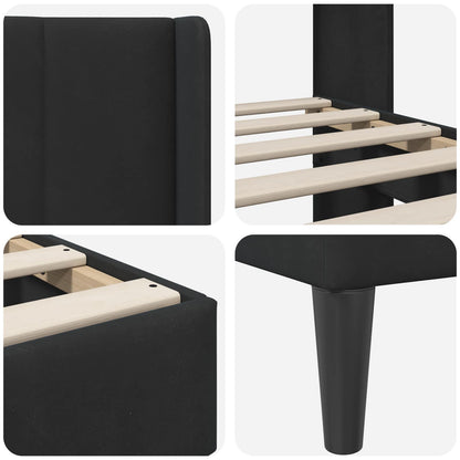 Struttura del letto con testiera Nero 140 x 190 cm Velluto | homemem39