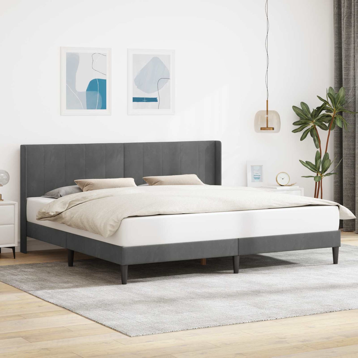 Struttura del letto Grigio Scuro 180 x 200 cm Velluto | homemem39
