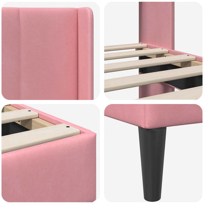 Struttura del letto con testiera Rosa 200 x 200 cm Velluto | homemem39