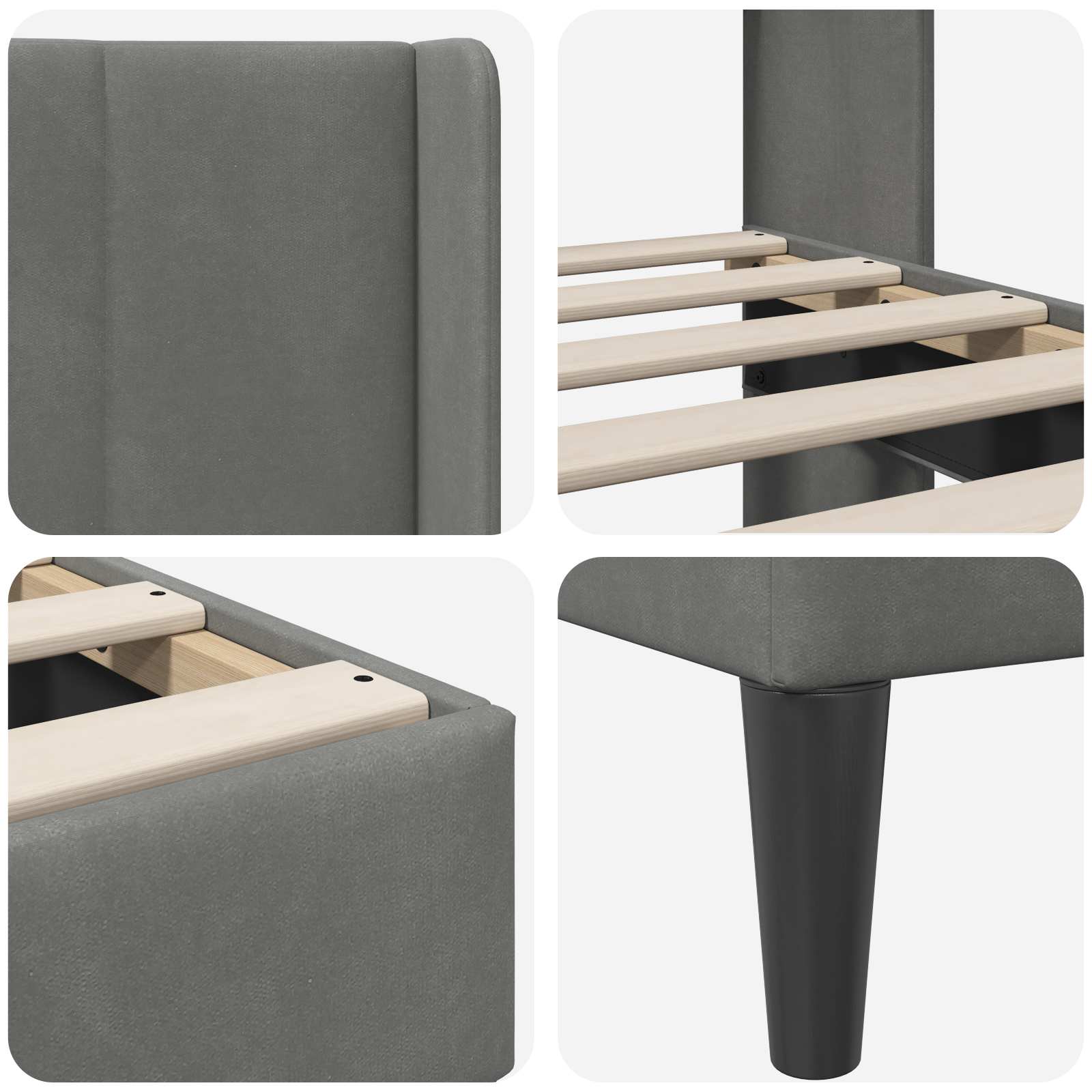 Struttura del letto Grigio Scuro 100 x 203 cm Velluto | homemem39