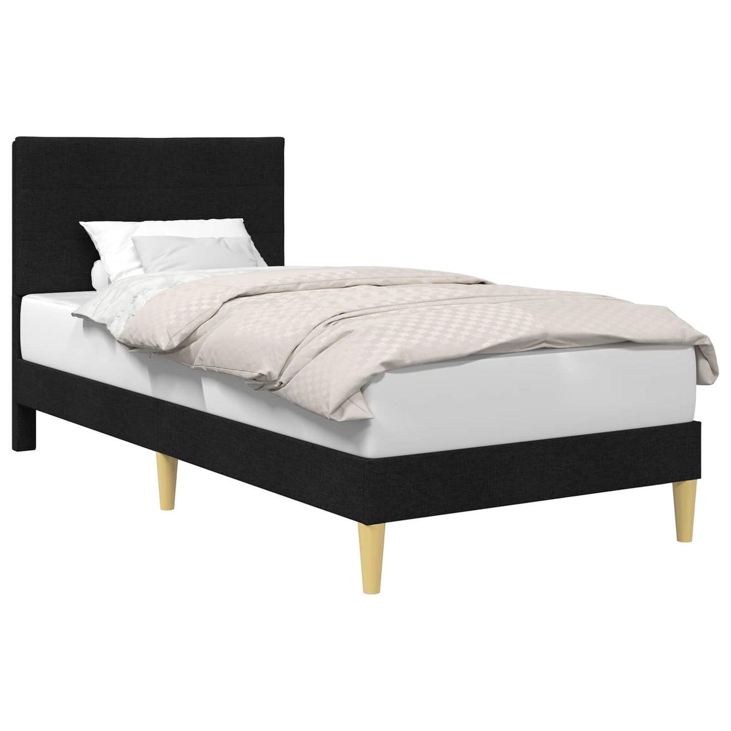 Struttura del letto con testiera Nero 90 x 190 cm Tessuto | homemem39