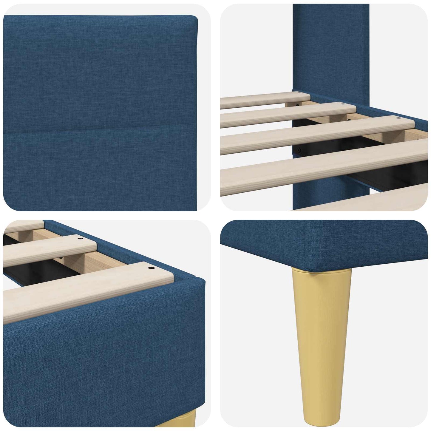 Struttura del letto con testiera Blu 90 x 190 cm Tessuto | homemem39