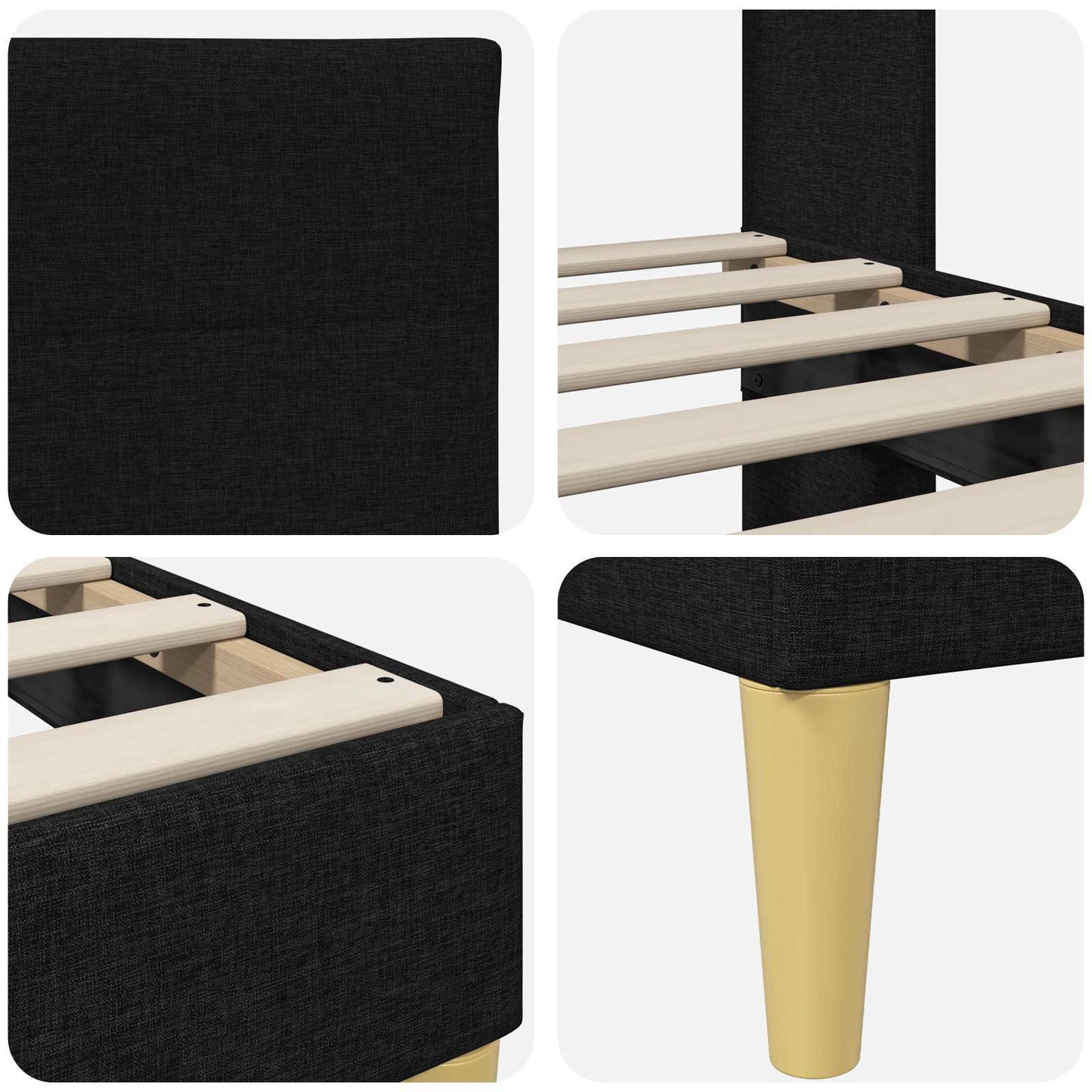 Struttura del letto con testiera Nero 100 x 200 cm Tessuto | homemem39