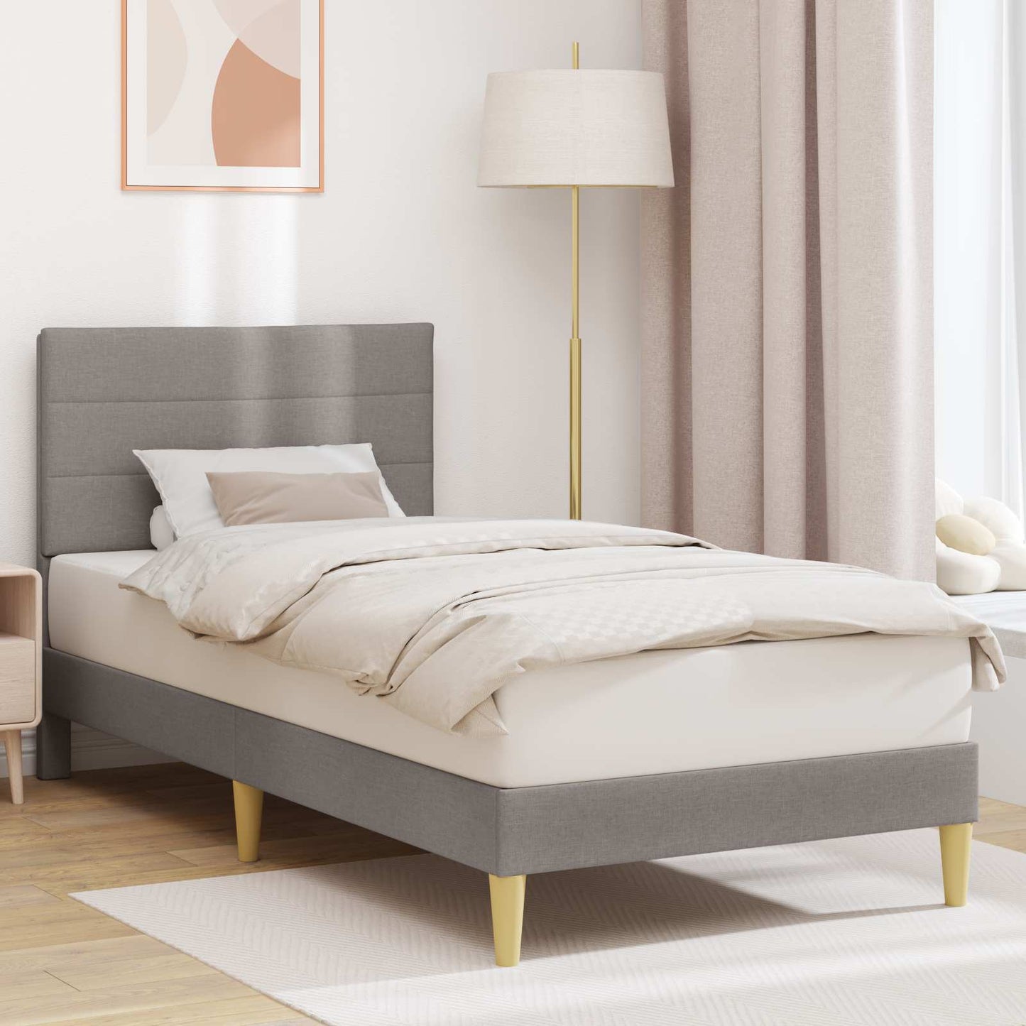 Struttura del letto con testiera Tortora 100 x 200 cm Tessuto