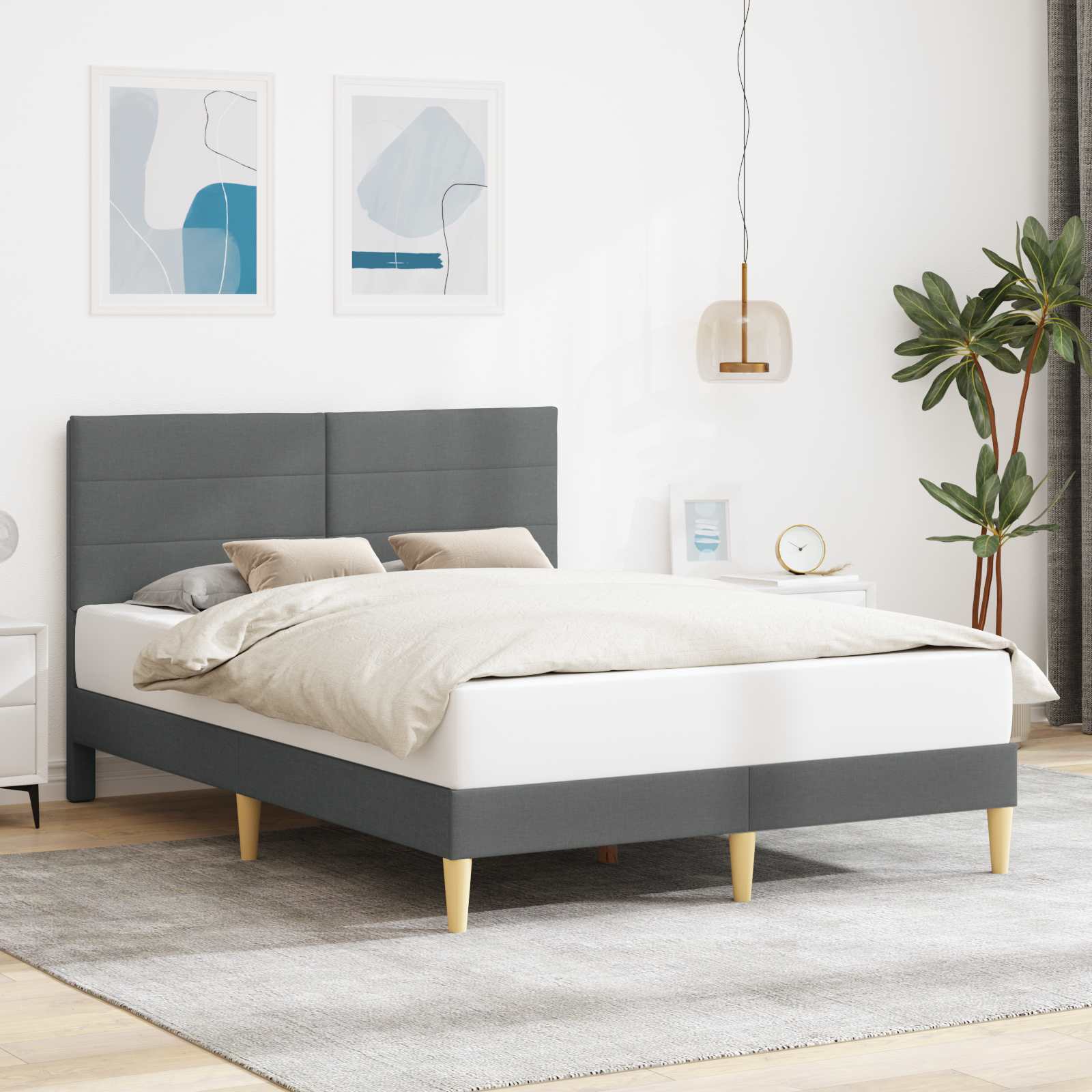 Struttura del letto Grigio Scuro 120 x 190 cm Tessuto | homemem39
