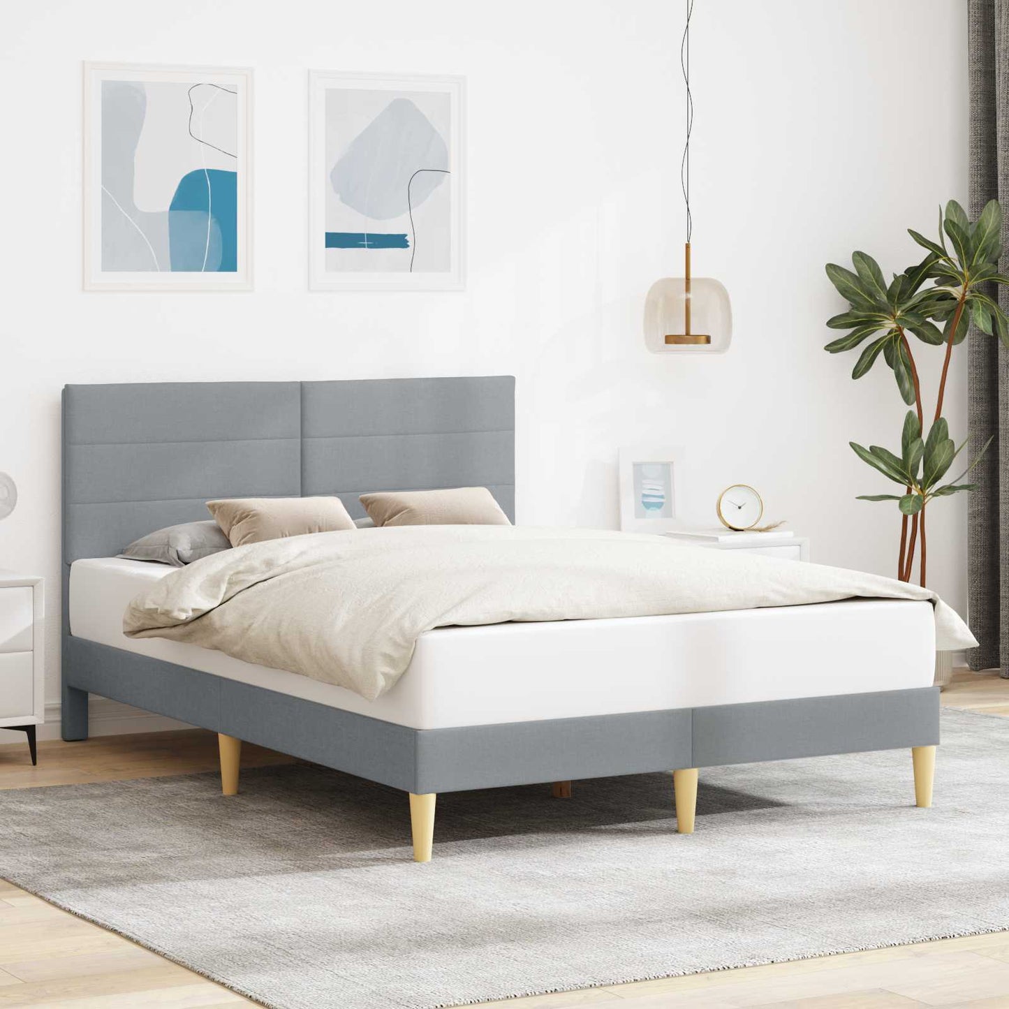 Struttura del letto Grigio Chiaro 140 x 190 cm Tessuto | homemem39