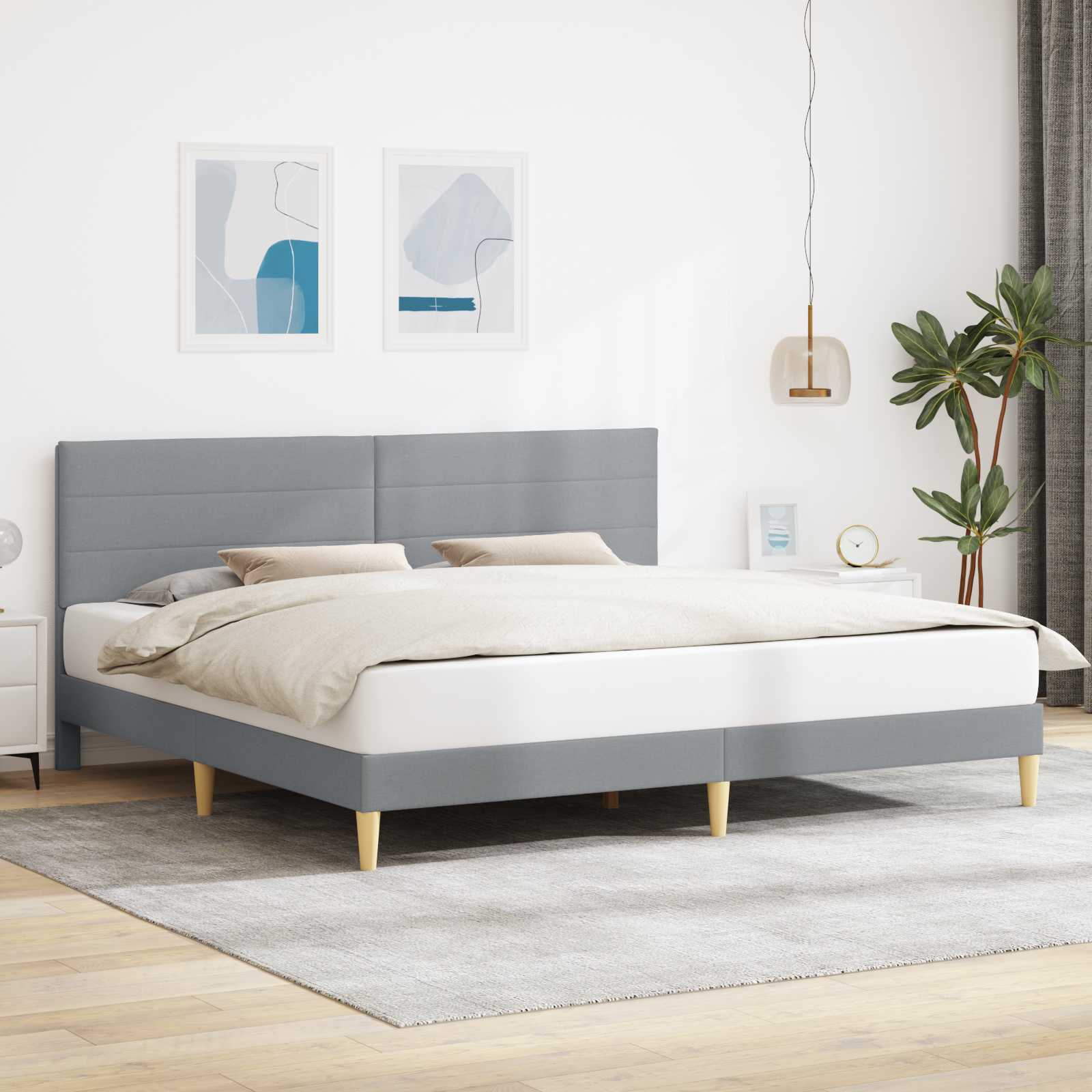 Struttura del letto Grigio Chiaro 180 x 200 cm Tessuto | homemem39