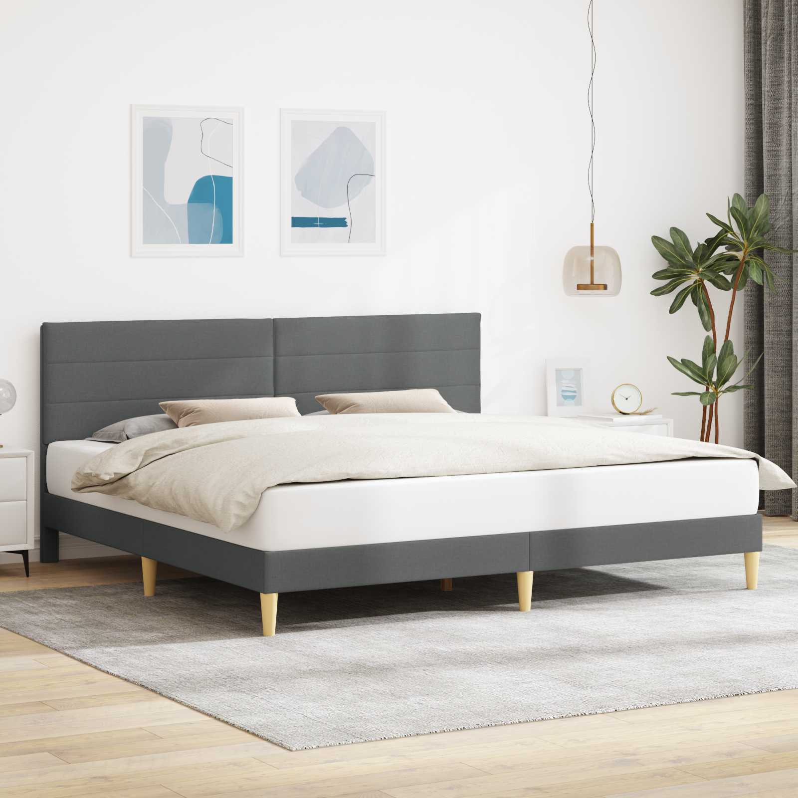 Struttura del letto Grigio Scuro 180 x 200 cm Tessuto | homemem39