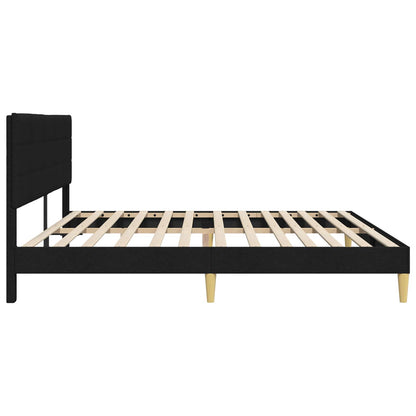 Struttura del letto con testiera Nero 200 x 200 cm Tessuto | homemem39