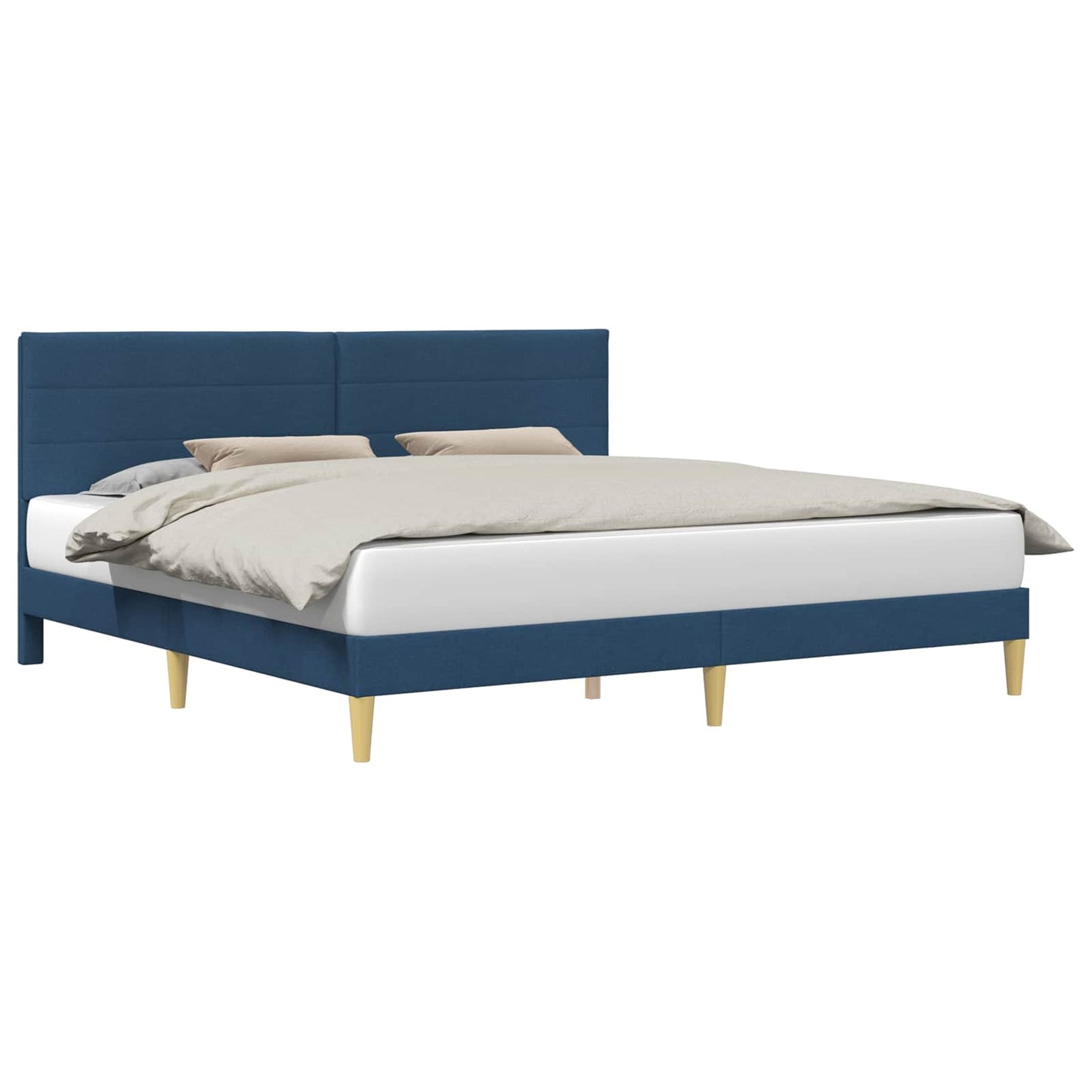 Struttura del letto con testiera Blu 200 x 200 cm Tessuto | homemem39
