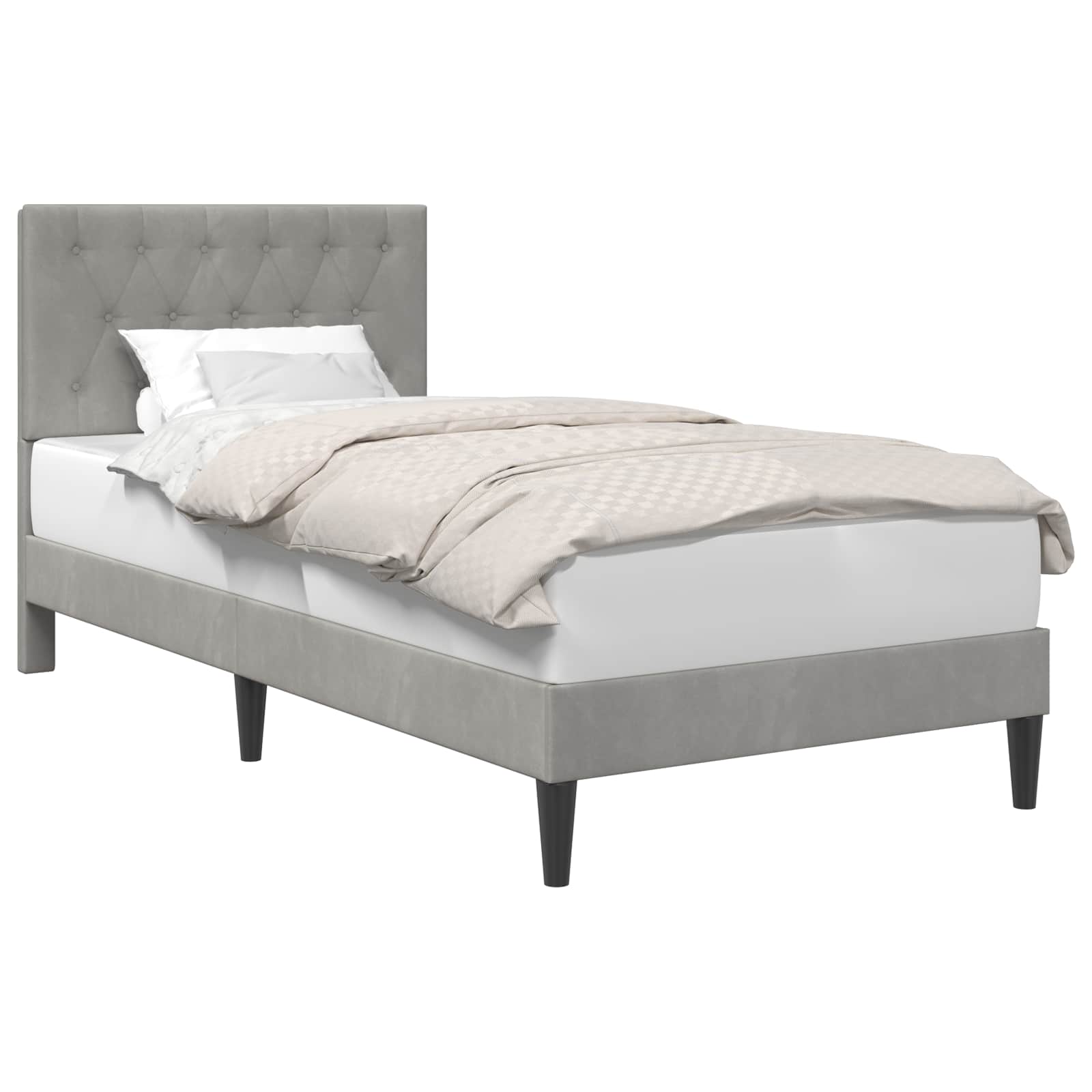 Struttura del letto Grigio Chiaro 90 x 190 cm Velluto | homemem39