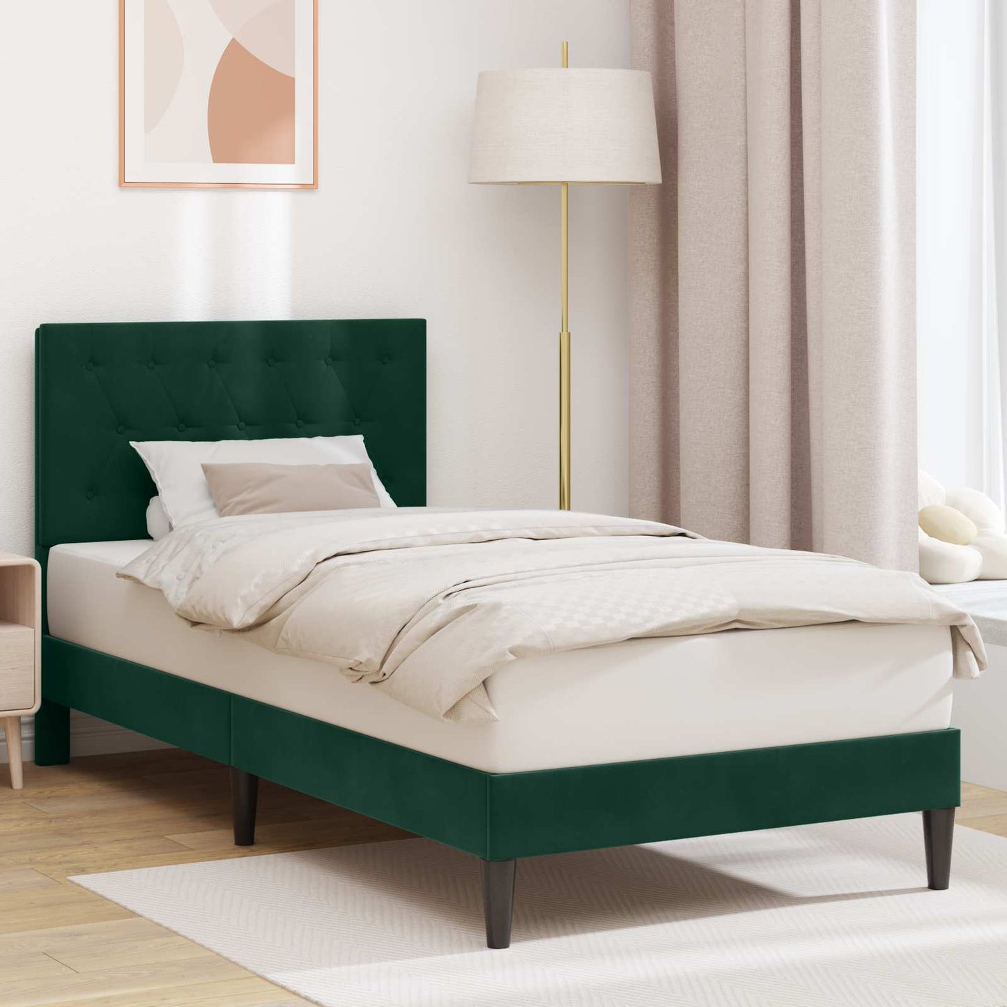 Struttura del letto Verde Scuro 90 x 190 cm Velluto